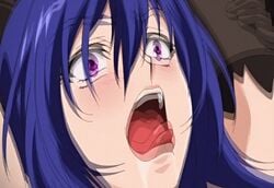 age_difference akiyama_rinko animated arms_up bangs black_gloves blue_hair climax conditioning forced forced_orgasm gif gloves long_hair old_man older_male open_mouth purple_eyes rape screencap surprised taimanin_(series) taimanin_yukikaze tongue_out very_long_hair wide_eyed