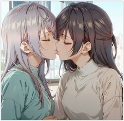 2females 2girls ai_generated alisa_mikhailovna_kujou girl_on_girl lesbian_couple lesbian_kiss love lovers suou_yuki yuri yuri yuri