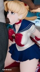 3d big_breasts bishoujo_senshi_sailor_moon blender blonde_hair blowjob cybrokrimson dark-skinned_male dark_skin interracial sailor_moon school_uniform sucking_penis usagi_tsukino