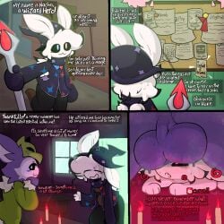 1:1 anthro anthro_on_anthro arthropod balls big_balls bodily_fluids candle closed_eyes clothing comic duo english_text femboy forced fur gameplay_mechanics genitals haplorhine hypnosis imminent_oral imminent_rape imminent_sex insects lepidopteran male male/male mammal mind_control moki_(mokimonky) monkey moth musk musk_cloud musky_balls nacho_(nachokokoni) nonbinary_bunny primate purple_body purple_fur rape sex staff sweat sweatdrop text topwear white_body white_fur