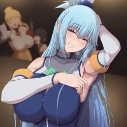 3girls aqua_(konosuba) armpits darkness_(konosuba) female female_only kono_subarashii_sekai_ni_shukufuku_wo! konosuba megumin multiple_girls ponpo solo_focus