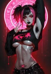 ai ai_generated armpit_fetish armpit_sniffing armpits goth goth_girl gothic hairy hairy_armpits tag_your_ai