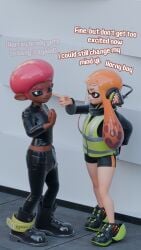 3d agent_3_(splatoon) agent_8_(splatoon) inkling_girl octoling_boy orange_hair pink_hair splatoon