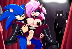 1boy 1girls ai_generated ass backstage blue_body breasts female fishnets incest leather_clothing magenta_fur male male/female pink_hair sex smirk sonia_the_hedgehog sonic_(series) sonic_the_hedgehog sonic_the_hedgehog_(series) sonic_underground straight vaginal_penetration veiny_penis