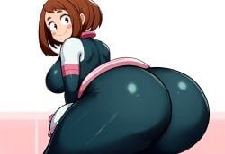 ai_generated ass big_ass bottom_heavy brown_hair curvaceous dumptruck_ass female huge_breasts mullon my_hero_academia novelai ochako_uraraka superheroine uraraka_ochako voluptuous_female