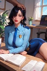 ai_generated asian asian_female black_hair bob_cut disney disney_princess fa_mulan mature mature_female medium_breasts milf mulan mulan_(1998_film) naughtygirlsai police police_officer police_uniform policewoman short_hair