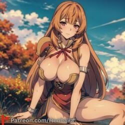 ai_generated anime anime_style big_breasts cute_face dress henhalla orange_hair raphtalia shy very_long_hair very_shy