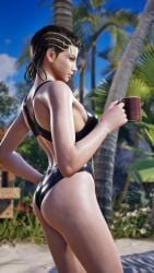 1girls 3d ass azucena_milagros_ortiz_castillo bandai_namco beach big_ass big_breasts breasts brown_eyes brown_hair curvy curvy_female curvy_figure dark-skinned_female dark_skin earrings female female_only hair_ornament huge_breasts latina medium_hair mod namco peruvian peruvian_female pose seductive solo standing sweat tanned tekken tekken_8 thick_thighs video_game_character voluptuous voluptuous_female wide_hips