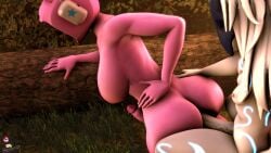 3d 3d_(artwork) angel_(pellenor) ass ass_grab breasts cum fucked_from_behind fucked_silly futa_on_futa futadom futasub kindred lamb_(league_of_legends) league_of_legends pellenor pink_body pink_skin pussy robot robot_girl screen_face sex yuri