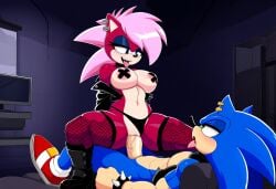 1boy 1girls ai_generated ass backstage blue_body breasts female fishnets incest leather_clothing leather_jacket magenta_fur male male/female pink_hair sex smirk sonia_the_hedgehog sonic_(series) sonic_the_hedgehog sonic_the_hedgehog_(series) sonic_underground straight tongue_out vaginal_penetration veiny_penis