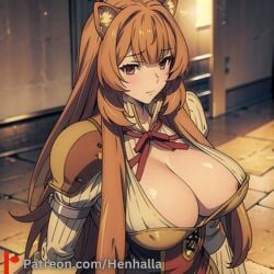 ai_generated anime anime_style big_breasts cute_face dress orange_hair raphtalia shy very_long_hair very_shy