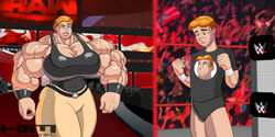 archie_andrews archie_comics belt big_muscles breasts cleavage extreme_muscles female huge_breasts kissthemaniac large_breasts male mary_andrews mother mother_and_son muscles muscular muscular_female orange_hair size_difference son wrestling wwe