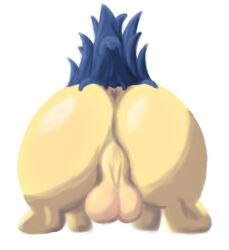 2023 anus ass backsack balls big_balls butt_focus digital_media_(artwork) feral fuzzo generation_2_pokemon genitals low_res male nintendo perineum pokemon pokemon_(species) rear_view simple_background solo typhlosion white_background