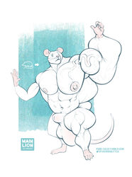 2017 abs animal_genitalia anthro areola balls big_arms big_balls blue_eyes front_view growth growth_serum hi_res huge_balls hyper hyper_muscles lab_rat mainlion male male_only mammal mouse muscle_growth muscular muscular_male nipples nude pecs rodent sheath simple_background solo standing steroids thick_thighs url vein veiny_muscles