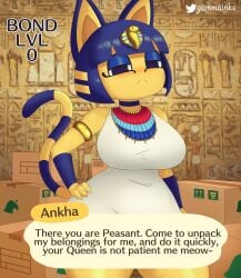 animal animal_crossing ankha_(animal_crossing) box cat_ears cat_tail catgirl gammainks yellow_body