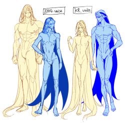 2boys abs awakened_pure_vanilla_cookie blue_body blue_hair blue_hair_male blue_skin blue_skinned_male body_type body_type_swap cookie_run cookie_run_kingdom elf_ears full_body gay gay_male gay_man gem_on_forehead happydang_4553 homosexual homosexual_male long_hair long_hair_male mark_on_forehead multicolored_hair muscles muscular muscular_male no_genitals pure_vanilla_cookie shadow_milk_cookie size_comparison size_difference slim slim_male slim_man twink yaoi yellow_hair yellow_hair_male