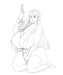 badass franktonius holding_weapon huge_breasts japanese_clothes katana original_character sexy voluptuous_female