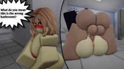 10_seconds 1boy 1girls 3d anus areolae artist_request ass balls bathroom big_ass big_breasts blush breasts dialogue english_text loop mating_press no_sound nude on_floor penis pussy rape roblox roblox_avatar robloxian shorter_than_30_seconds source_request tagme text text_bubble video