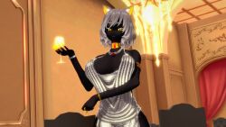 big_ass big_breasts big_butt black_skin cat_ears cat_girl cat_humanoid cat_tail catgirl dress fancy fancy_clothing grey_hair high_heels jewelry koikatsu oc original_character penumbra_(render_007) render_007 sexy_dress voluptuous voluptuous_female yellow_eyes