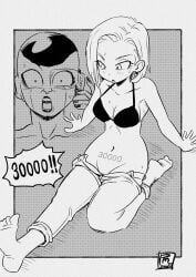 android_18 dragon_ball_z frieza funny grayscale pink_mousse short_hair tagme