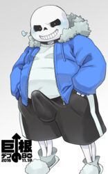 animated_skeleton bone bulge clothing erection erection_under_clothes male male_only nikubo sans skeleton solo undead undertale video_games