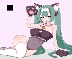 arrogant big_breasts black_eyes blue_hair cat_ears cat_paws ever_persistent_void_cube female female_focus female_only light_skin looking_at_viewer mesugaki_miku mimukauwa_nice_try_(vocaloid) mv_character paws regalpad that_fucking_black_square the_nefarious_black_square thick_thighs uno vocaloid