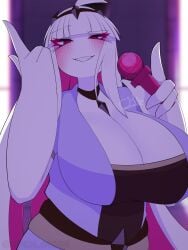 1girls 6_fingers blush blushing_female fnf_entity friday_night_funkin friday_night_funkin:_entity friday_night_funkin_mod large_breasts nfch_05054 nikusa_(sugarratio) pink_microphone