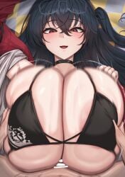 azur_lane bikini_top cccco happy happy_paizuri massive_breasts paizuri taihou_(azur_lane)