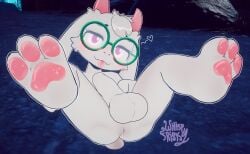 1boy anthro anthro_male anthro_only anus balls big_penis blush caprine closed_eyes deltarune detailed_background fluffy furry furry_male furry_only genitals glasses goat hair heart horns humanoid humanoid_male humanoid_only legs_up male male_only mammal mammal_humanoid nude open_mouth paws penis posing ralsei shy smile solo tail tongue_out undertale_(series) vrchat white_body