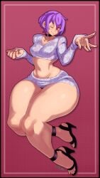 1girls darkstalkers lilith_aensland looking_at_viewer medium_breasts purple_hair red_eyes short_hair succubus tecfuzz thick_ass thick_legs thick_thighs wide_hips wide_thighs