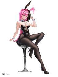 1girls bunnysuit gatlas heterochromia high_heels multicolored_hair neo_(rwby) pantyhose rwby