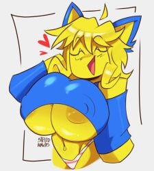 2d 2d_(artwork) 2d_artwork 5tflldartist5 areolae blue_shirt noob noob_(roblox) roblox robloxian tight_clothing yellow_areola yellow_skin