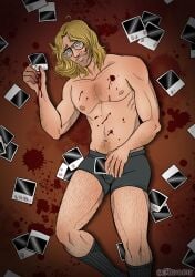 blood blood_on_face boxers carnivorekitty jacob_alden lurking_for_love male male_yandere polaroid solo_male underwear yandere