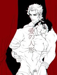 2boys dio_brando gay jojo's_bizarre_adventure jotaro_kujo less_end male male/male male_only muscular_male pecs pubic_hair stardust_crusaders yaoi