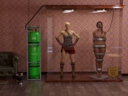 3d assassin's_creed_(series) assassin's_creed_odyssey bound bound_arms bound_legs cirilover completely_nude completely_nude_female kassandra mannequin nude nude_female trophy_case