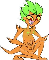 anne_maria_(tdi) breasts dakotazoid digestion female female_pred glowing_nipples green_hair monster mutant mutation radioactive red_eyes tan_body total_drama_island vore vore_belly