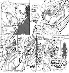 alien breasts comic cunnilingus female garrus_vakarian human humor line_art male mammal mass_effect nipples oral pornography reginaprimata sex straight turian vaginal_penetration video_games