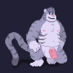 1boy animated anthro balls bouncing crouching feline justin kneeling male male_only mammal nude penis solo sphere tiger