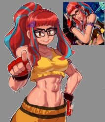 1girls abs fatal_fury fatal_fury:_city_of_the_wolves female female_focus female_only long_hair looking_at_viewer medium_breasts muscular_abs nudiedoodles preecha_(fatal_fury) red_hair solo_female solo_focus