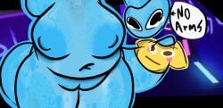 anthro areola armless belly big_areola big_belly big_breasts big_female big_nipples big_pussy blue_body blue_nipples blue_pussy bodily_fluids breasts clothed clothing crying cute_expression cyan_(rainbow_friends) digital_media_(artwork) dinosaur female genitals hi_res huge_breasts hyper hyper_genitalia larger_female looking_at_viewer meme meme_clothing monster_girl_(genre) navel nipples nude overweight overweight_anthro overweight_female plump_labia pussy rainbow_friends reptile roblox scalie simple_background size_difference solo stomach_bulge tail tall_girl tears text uulitch vaginal_penetration