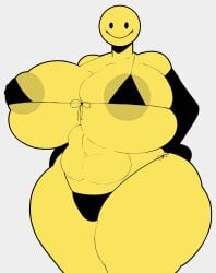 bikini breasts hips huge_breasts huge_hips ifunny iktomi smiley_face tagme videogamedunky yellow_skin