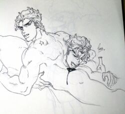 2boys ass dio_brando gay joestar_birthmark jojo's_bizarre_adventure jotaro_kujo less_end male male/male male_only muscular muscular_male nude_male on_stomach overly_muscular stardust_crusaders vine vine_in_ass yaoi