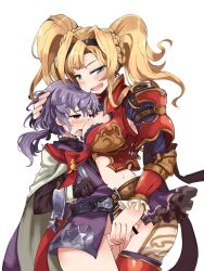 1boy 1girls armor blonde_hair blonde_hair blue_eyes crying granblue_fantasy granblue_fantasy_versus handjob head_grab head_in_cleavage stroking_penis tears zeta_(granblue_fantasy)