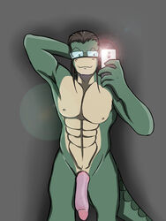 arrwulf big_penis eyewear glasses male male_only penis pineapple_phone pose reptile scalie selfie solo