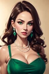 1girls ai_generated brown_hair cleavage curvaceous curvaceous_body curves curvy curvy_body curvy_female curvy_figure curvy_milf disney disney_xd female female female_only gravity_falls green_eyes hourglass_figure inner_sideboob light-skinned_female light_skin mrseyker necklace pearl_necklace pixai priscilla_northwest solo solo_female voluptous_milf voluptuous voluptuous_female