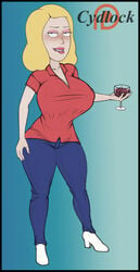 1girls alcohol ass_grab beth_smith big_breasts blonde_hair breasts clothed cydlock drink drunk female female_only huge_breasts milf mother rick_and_morty sherlock12 solo tagme