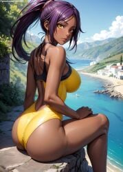 1girls 2d ai_generated ass ass_focus athletic athletic_female belly big_ass big_breasts big_butt bleach bleach:_the_thousand-year_blood_war cameltoe chest cleavage curvy curvy_figure cute cute_face dark-skinned_female dark_hair dark_skin dark_skinned_female detailed eyelashes eyeshadow female female_only fit fit_female focus from_behind high_quality legs lips lipstick long_hair looking_at_viewer makeup mascara mature nero100 nude one-piece_swimsuit outdoors posing public purple_hair sagging_breasts seductive seductive_look shihouin_yoruichi sitting stable_diffusion swimsuit swimwear tagme tall tall_female tanned tanned_female tanned_skin thick_ass thick_butt thick_thighs thighs wide_hips yellow_eyes