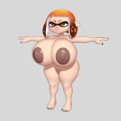 1girls 3d animated ass big_ass black_nails blender breasts breasts_bigger_than_head charlie_(grey_impact) cyanu female female_only grey_impact huge_breasts humanoid inkling inkling_girl light_skin massive_breasts model nintendo nude orange_eyes orange_hair pubes pubic_hair rotation short_hair shortstack solo splatoon t-pose thick_ass thick_thighs video