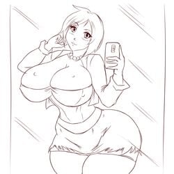 analiss_oc athorment_oc big_breasts cleavage erusantte hayden_(analiss) large_breasts mirror_selfie selfie tagme wide_hips