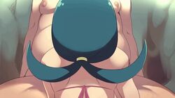 1boy 1girls 2d animated back bare_back bikini bikini_top blowjob blue_hair blush breasts clothed_female_nude_male clothed_sex e_keroron fat_man fellatio female from_behind human human_only implied_fellatio implied_oral lana's_mother_(pokemon) long_hair looking_at_another low_ponytail male mature milf nintendo no_sound nude oral pink_bikini pokemon pokemon_sm ponytail pussy sex shorter_than_10_seconds shorter_than_30_seconds straight sucking swimsuit tied_hair upper_body video